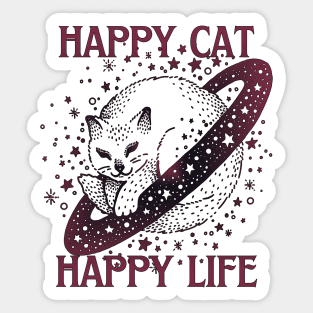 Happy cat happy life Sticker